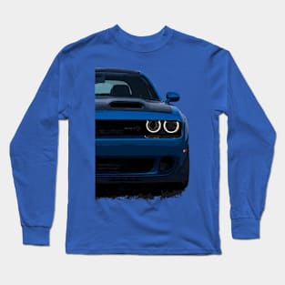 Aura of Power: Dodge Challenger Front Body Posterize Car Design for Teen Enthusiasts Long Sleeve T-Shirt